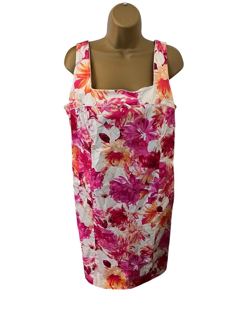 Y2K Perceptions Floral Sheath Dress Bow Detail Pink Orange 14